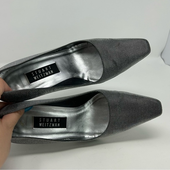 Stuart Weitzman Silver Slate Gray Shimmer Glitter Evening High Heels Size 8.5 C - Picture 11 of 13